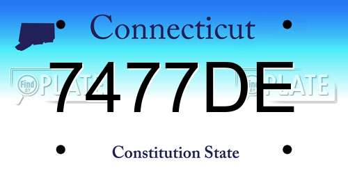 7477DE Connecticut License Plate