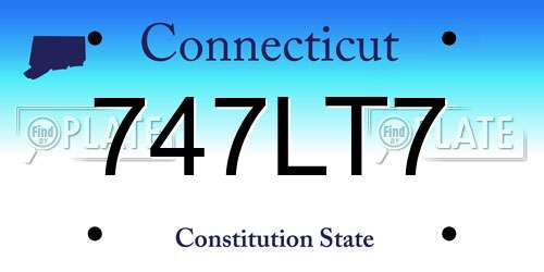 747LT7 Connecticut License Plate