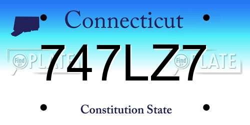 747LZ7 Connecticut License Plate