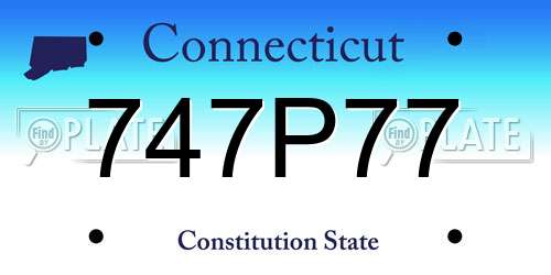 747P77 Connecticut License Plate