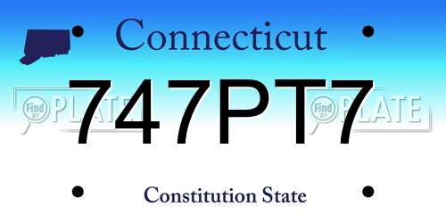 747PT7 Connecticut License Plate