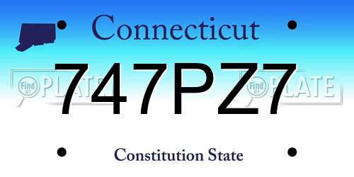 747PZ7 Connecticut License Plate