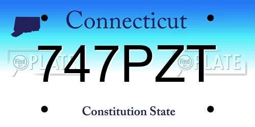 747PZT Connecticut License Plate