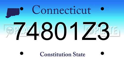 74801Z3 Connecticut License Plate