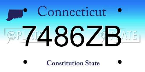 7486ZB Connecticut License Plate