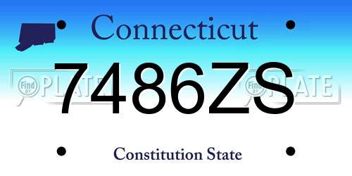 7486ZS Connecticut License Plate