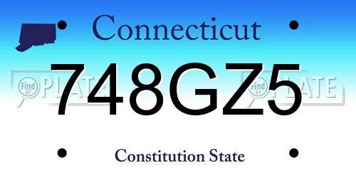 748GZ5 Connecticut License Plate