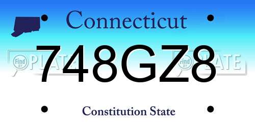 748GZ8 Connecticut License Plate