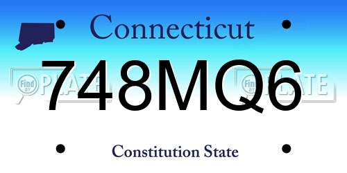 748MQ6 Connecticut License Plate