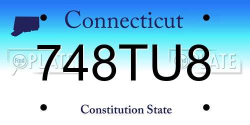 748TU8 Connecticut License Plate