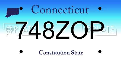 748ZOP Connecticut License Plate