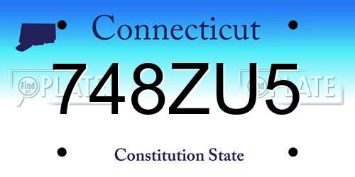 748ZU5 Connecticut License Plate