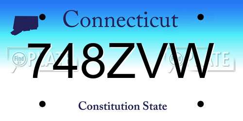 748ZVW Connecticut License Plate