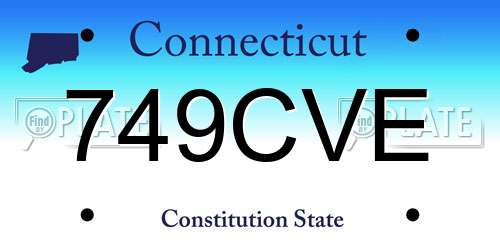 749CVE Connecticut License Plate