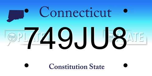 749JU8 Connecticut License Plate