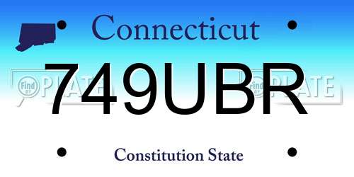 749UBR Connecticut License Plate