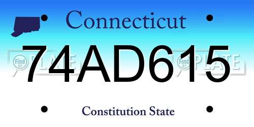 74AD615 Connecticut License Plate