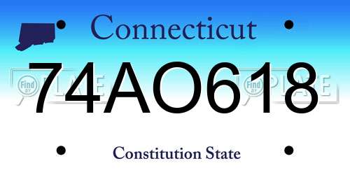 74AO618 Connecticut License Plate