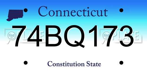 74BQ173 Connecticut License Plate