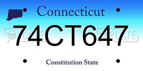 74CT647 Connecticut License Plate