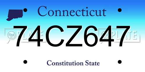 74CZ647 Connecticut License Plate