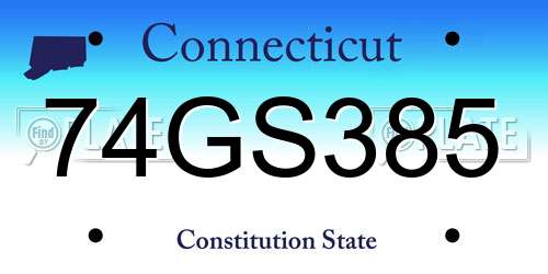 74GS385 Connecticut License Plate