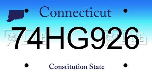 74HG926 Connecticut License Plate