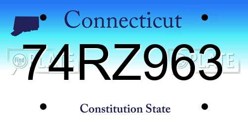 74RZ963 Connecticut License Plate