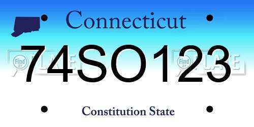 74SO123 Connecticut License Plate