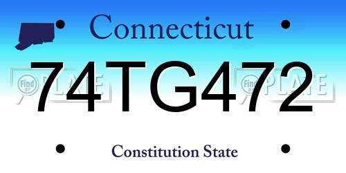 74TG472 Connecticut License Plate
