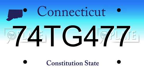 74TG477 Connecticut License Plate