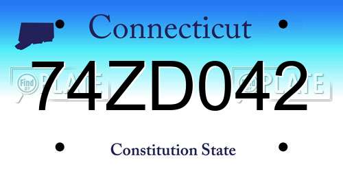 74ZD042 Connecticut License Plate