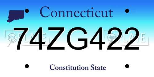 74ZG422 Connecticut License Plate
