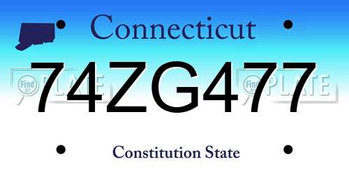 74ZG477 Connecticut License Plate