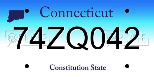 74ZQ042 Connecticut License Plate