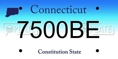 7500BE Connecticut License Plate