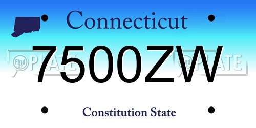 7500ZW Connecticut License Plate