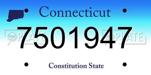 7501947 Connecticut License Plate