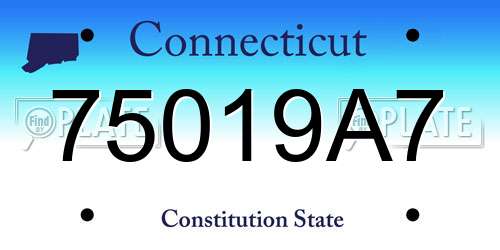 75019A7 Connecticut License Plate