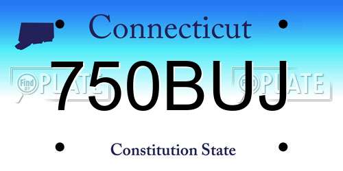 750BUJ Connecticut License Plate