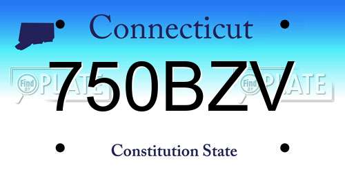 750BZV Connecticut License Plate