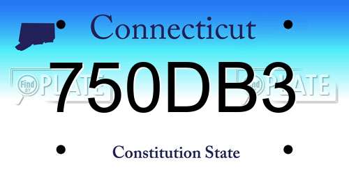 750DB3 Connecticut License Plate