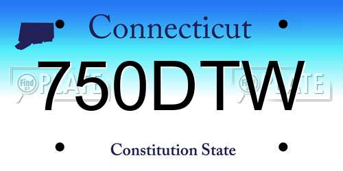 750DTW Connecticut License Plate