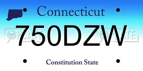 750DZW Connecticut License Plate