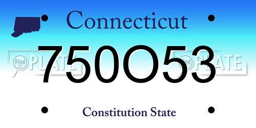 750O53 Connecticut License Plate