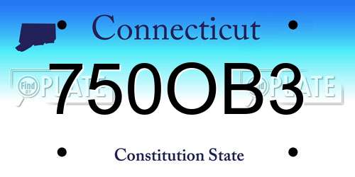 750OB3 Connecticut License Plate