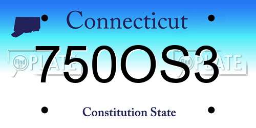 750OS3 Connecticut License Plate
