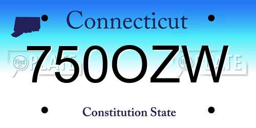 750OZW Connecticut License Plate