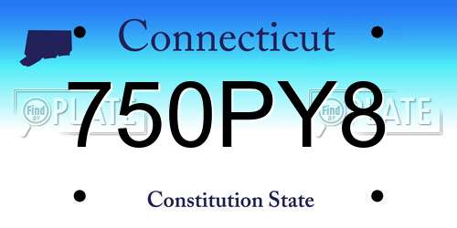 750PY8 Connecticut License Plate