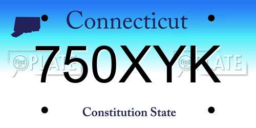 750XYK Connecticut License Plate